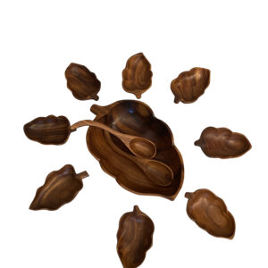 Monkey Pod Salad Serving Set RARE Large Salad Platter w/8 Serving Bowls