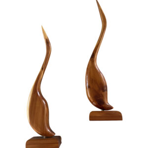 MCM Danish Teak Crane- Herons Set / Vintage Solid Teak Bird Statues / Danish Mod