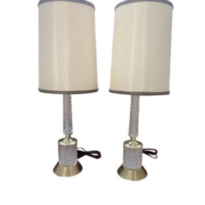 Pair (2) Vintage Cut Crystal Lamps with Original Shade