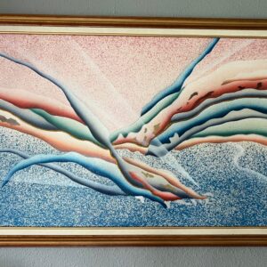 Vintage Abstract Art Deco Original Painting/ Hollywood Regency Art