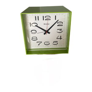 Vintage Wedgefield Cube Clock / West Germany Lime Green Mod Cube Clock/ 60s Mod