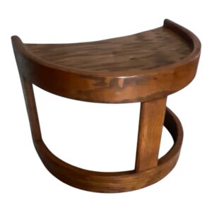 Vintage Howard Furniture MCM Oak Demilune Side Table | Sculptural Crescent Accent Furniture